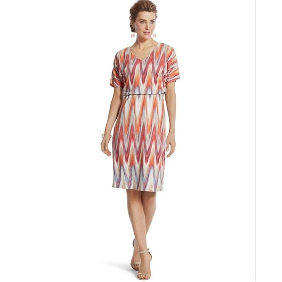 NWT Chicos Cameron Short Sleeve in Red Orange Diamond Size Large $109 Retail - Picture 11 of 11